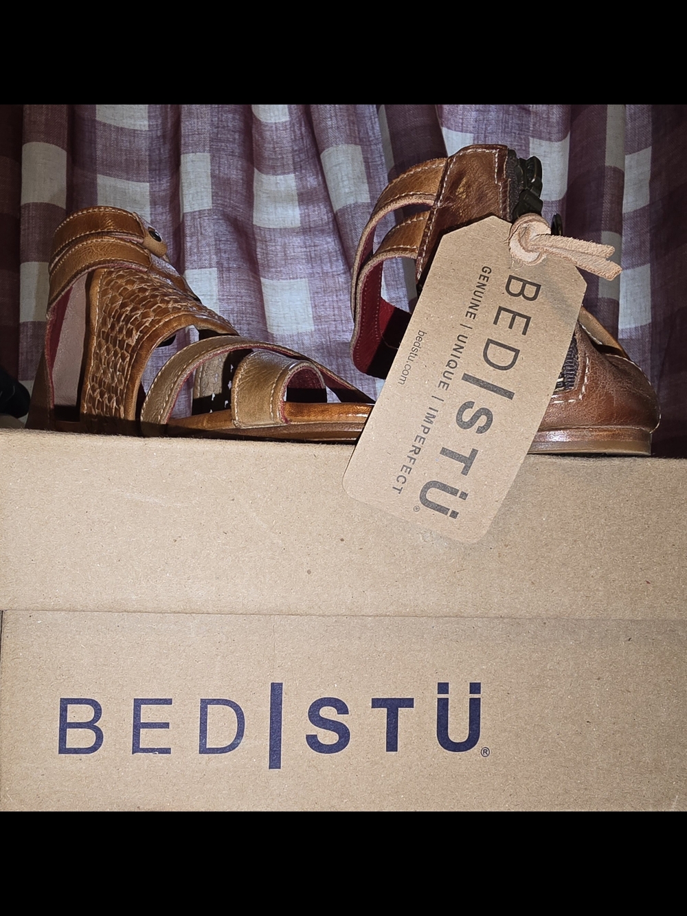 BED|STU Capriana Brown Leather Back-Zip Ankle Sandals - Picture 2 of 5